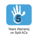 5 years waranty on split acs
